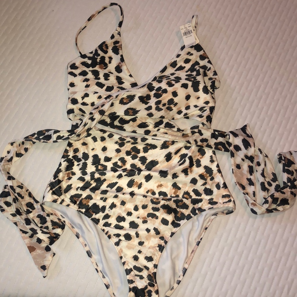 Aerie Leopard Wrap One Piece Swimsuit